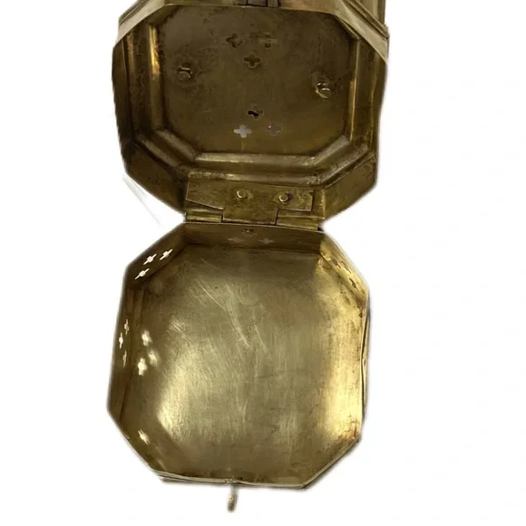 Vintage Brass Cricket Octagon Box with Handle X2 - Picture 4 of 6